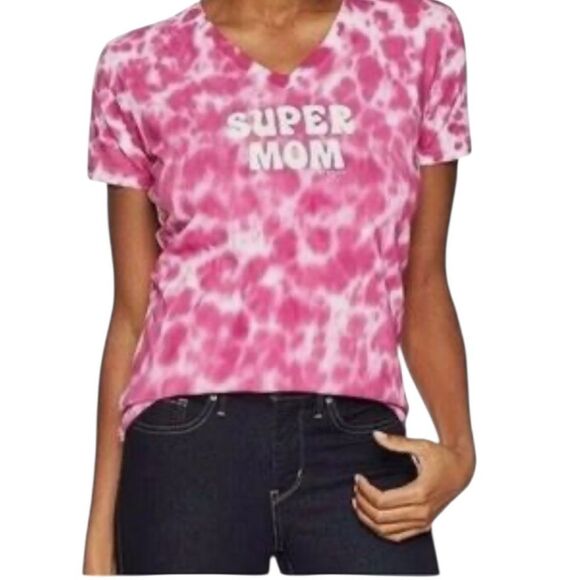 Life Is Good Pink Tie Dye Super Mom Crusher Tee Short Sleeve Womens Medium NEW - Picture 2 of 10